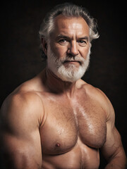 old muscular bearded male portrait - 780389139