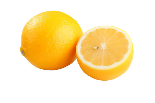 Two Halved Oranges on White Background. On a White or Clear Surface PNG Transparent Background.