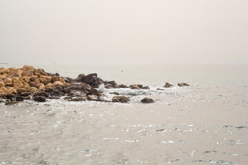 Fototapeta na wymiar Mediterranean sea on a cloudy day. 