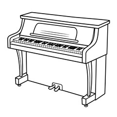Sleek piano outline icon for music-themed designs.