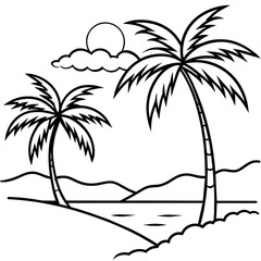      beautiful seaside view with some coconut palm.
