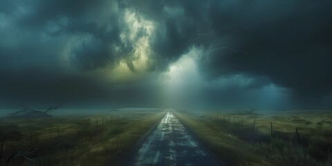 Thunder and lightning, dark clouds in rainstorm environment, lightning and thunder - obrazy, fototapety, plakaty