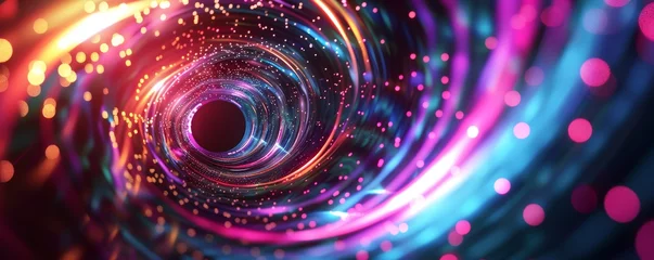 Fensteraufkleber A picture of a colorful shiny tunnel in the style of galaxy and stars and space vibes, Abstract vortex and road hole, swirling and twirling neon walls, AI generated. © MeSSrro