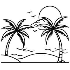      beautiful seaside view with some coconut palm.
