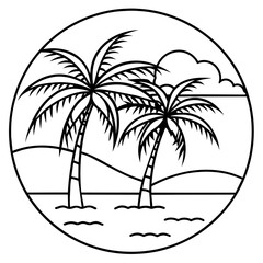      Beautiful seaside view with some coconut palm.
