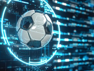 3d-rendered soccer ball with betting odds and statistics on a digital background - 780397174
