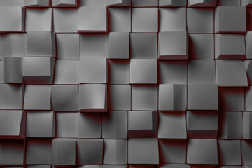 stack of grey coloured square sided blocks with reddish brown shadow detail - obrazy, fototapety, plakaty