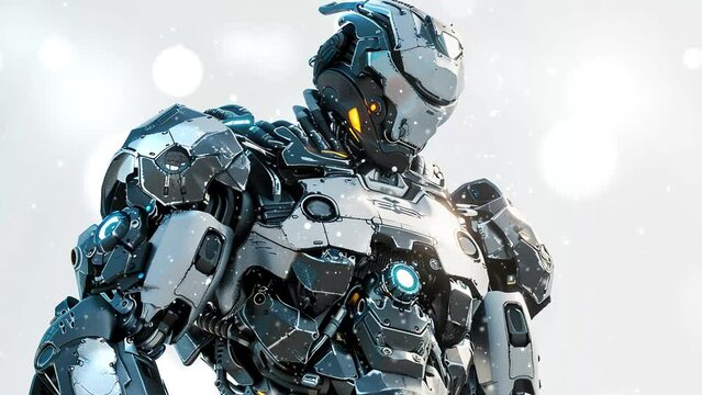 a highly detailed 3d render of a futuristic mech suit. seamless looping overlay 4k virtual video animation background