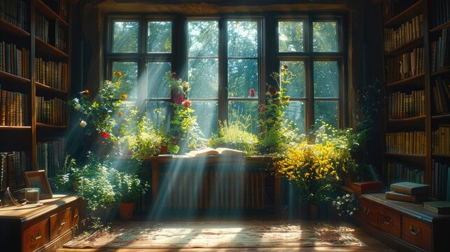 a cozy reading nook, with sunlight streaming onto highlighted quotes in a book, evoking a sense of introspection and inspiration.