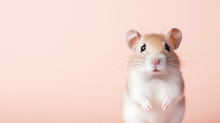 Hamster on pink background animal whisker no people front view isolated