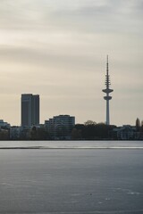 Beautiful shot of a Heinrich Hertz Tower radio telecommunication tower in Hamburg, Germany