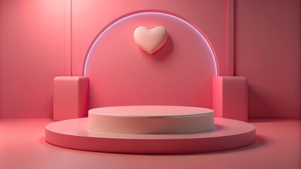 valentines day minimal vibrant podium for product display