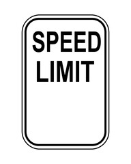 Blank speed limit sign on white background.