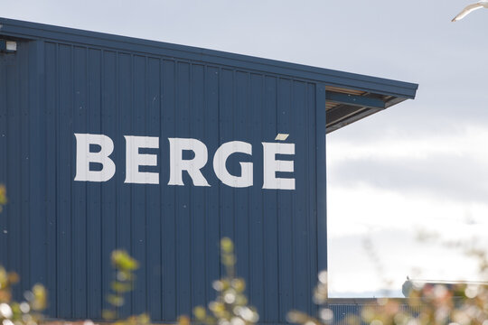 Santander, Spain - April 8, 2024: Poster of the Berg&eacute; logistics company based in the port of Raos, Santander, Cantabria