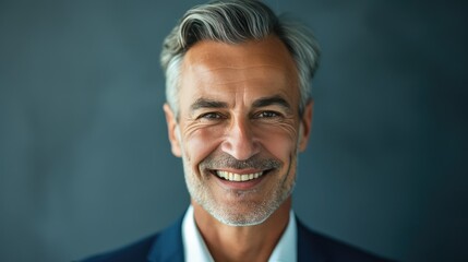Classic Sophistication: Suave Man in White Shirt and Blue Suit