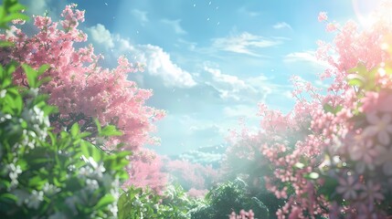 Obraz na płótnie Canvas Digital fantasy cherry blossoms under the blue sky poster web page PPT background