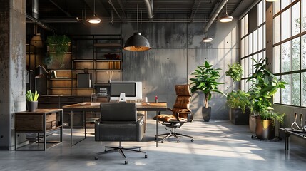 Naklejka premium industrial office mockup ux design website ,