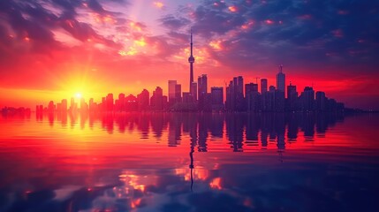 Naklejka premium City of Glass: Toronto's Evening Skyline
