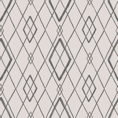 Argyle pattern from brush strokes. Vector diamond background. Seamless ornament - 780406300
