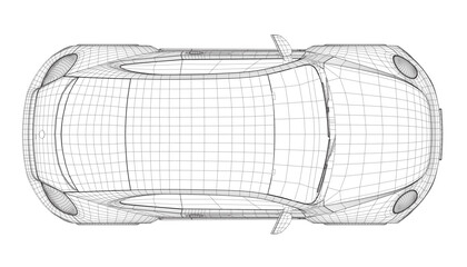 Car - vector illustration Outline. Car vehicle isolated icon vector illustration design. top view. 3D.