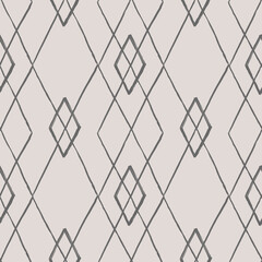 Argyle pattern from brush strokes. Vector diamond background. Seamless ornament - 780406773