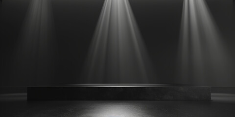 Dark grey black background with a spotlight , empty space for product display or advertising, empty black room studio, black podium
