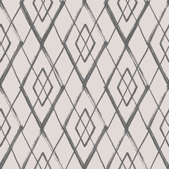 Argyle pattern from brush strokes. Vector diamond background. Seamless ornament - 780406993