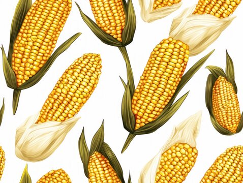 seamless pattern with corn on a white background