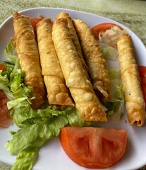 Turkish pastry rolls filled with feta cheese (borek)