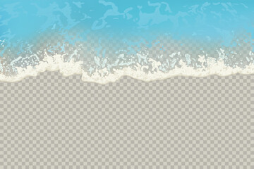 Top view of sea waves isolated on transparent background. Vector illustration with a view of the ocean or sea waves with foam.