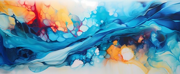 A vivid tapestry of lively hues unfolds, creating an enchanting spectacle in this mesmerizing marble ink abstract.