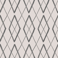 Argyle pattern from brush strokes. Vector diamond background. Seamless ornament - 780408564