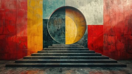 Artistic Portal on Colorful Geometric Background. Generative AI
