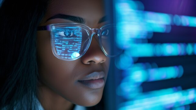 Woman Analyzing Computer Code