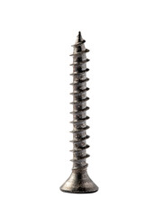 Black iron wood screw isolated on white background