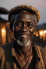 the older man smiles at the camera while standing in front of a building
