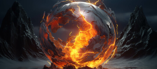fireball energy, rock, flame 23 - obrazy, fototapety, plakaty