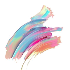 A close up of a colorful brush stroke on a Transparent Background