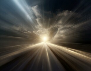 AI generated illustration of abstract image of light shining through clouds in the sky
