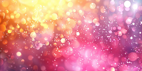 pink and yellow Blurred bokeh background. Abstract blurred background with defocused orange pink red light, banner, copy space, pink bokeh wallpaper