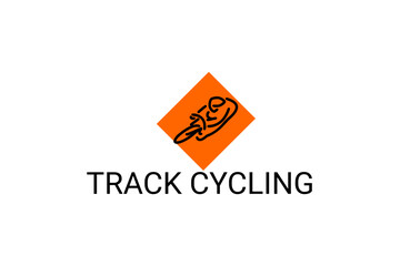 Track Cycling sport vector line icon. sportman with Track Cycling's bike. sign. sport pictogram illustration
