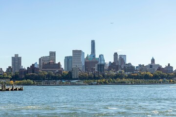 Beautiful shot of the New York city skyline on a sunny day