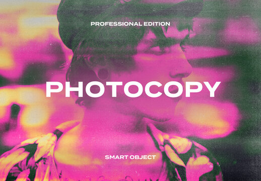Photocopy Risograph Grain Film Frame Photo Effect Paper Texture Template Mockup Overlay Style