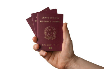 Man holding a fan of italian passports