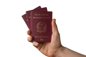 Man holding a fan of italian passports