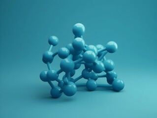 3D of Blue Molecule Model with Sci-Fi and Futuristic Science Background