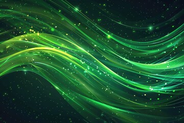 Abstract green background texture of a magical laser beautiful digital glowing bright waves of lines of bands of energy electric neon shining.