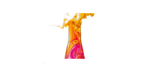 Colorful liquid in a beaker on a white background
