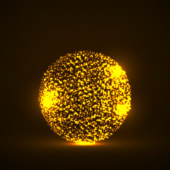 Abstract ball with glowing particles, circle with chaotic points, abstract neon sphere