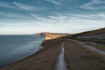 Beautiful shot of Freshwater Bay on the Western tip of the Isle of Wight